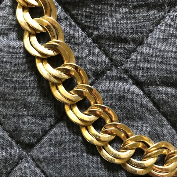 Vintage Gold Tone Flat Chain Necklace - Picture 2 of 6